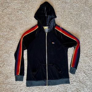 Aviator Nation Black Velvet Zip Hoodie